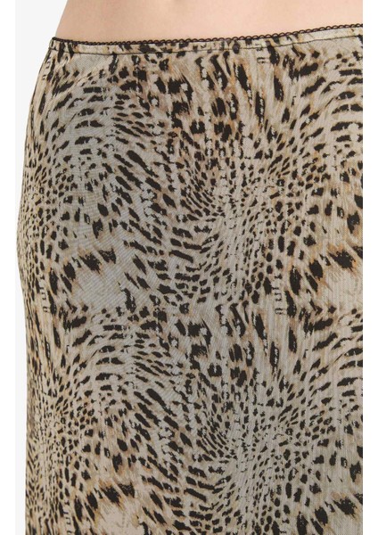 Coool A Form Desenli Normal Bel Penye Astar Tül Maxi Etek