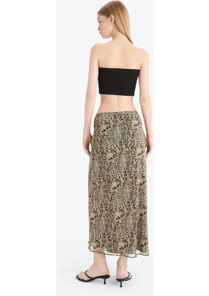 Coool A Form Desenli Normal Bel Penye Astar Tül Maxi Etek