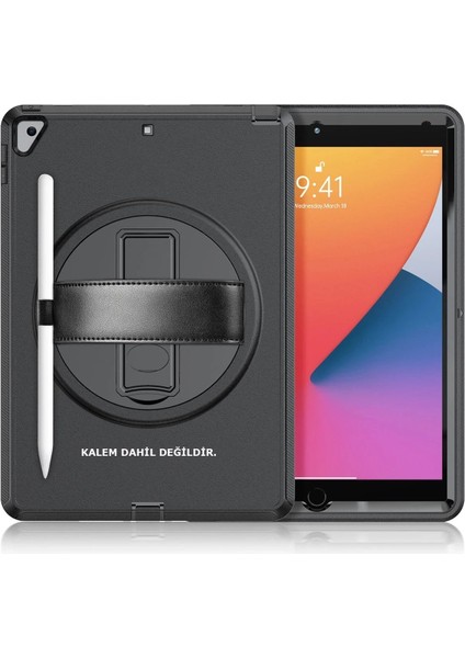 iPad 10.2 (7.nesil) Kılıf Hand Strap Tablet Kılıfı - SIYAH-(5796) - MB000X-2GHTV1