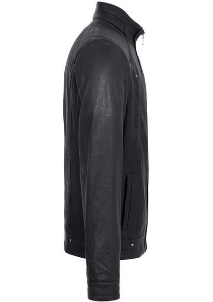 Siyah Hakiki Deri Erkek Hakiki Deri Mont - E23KDM310453-Q4O