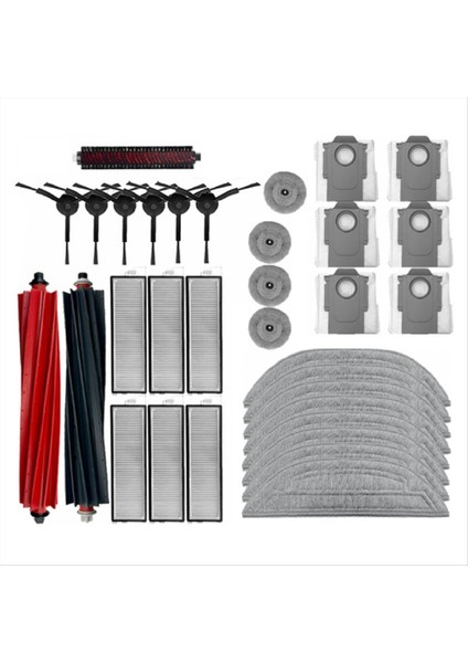 S8 Maxv Ultra Robot Vakum Yedek Parçaları Için 33 Adet Aksesuar Kiti Ana Yan Fırçalar Paspas Hepa Filtreler Toz Torbaları (Yurt Dışından)