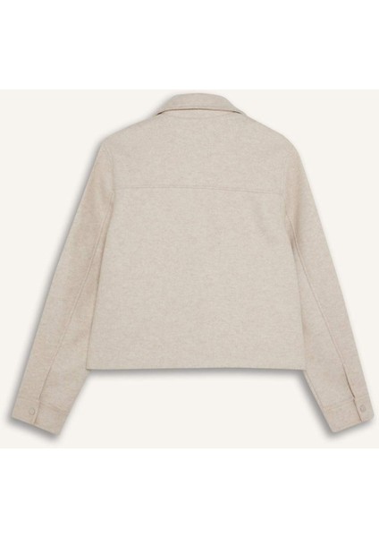 Regular Fit Polo Yaka Düğmeli Kaşe Mont