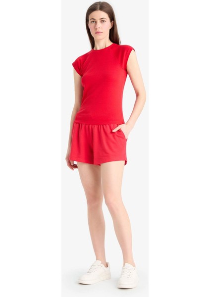 Regular Fit Beli Bağcıklı Normal Bel Düz Paça Şort C7600AX25SM