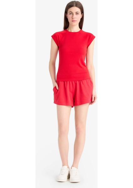 Regular Fit Beli Bağcıklı Normal Bel Düz Paça Şort C7600AX25SM