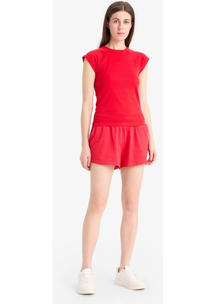 Regular Fit Beli Bağcıklı Normal Bel Düz Paça Şort C7600AX25SM