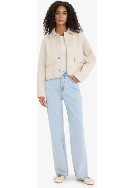 Regular Fit Polo Yaka Düğmeli Kaşe Mont E8628AX25AU