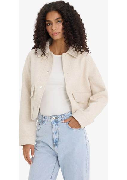 Regular Fit Polo Yaka Düğmeli Kaşe Mont E8628AX25AU