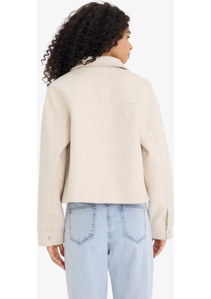 Regular Fit Polo Yaka Düğmeli Kaşe Mont E8628AX25AU