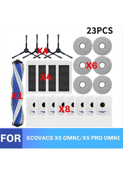 Ecovacs X5 Omnı / X5 Pro Omnı Robot Süpürge Yedek Parçaları Toz Torbası Ana Yan Fırça Filtre Paspas Aksesuarları Için Uygundur (Yurt Dışından) fiyatları