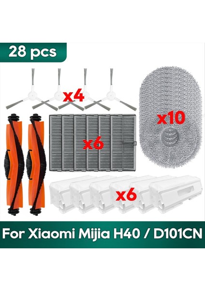 Xiaomi Mijia H40 / D101CN Aksesuarları Ana Yan Fırça Hepa Filtre Silme Bezleri Toz Torbası Yedek Parçaları (Yurt Dışından)
