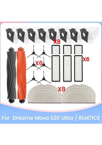 Dreame Mova S20 ULTRA/RLM71CE Elektrikli Süpürge Yedek Parçaları Için 29 Adet Fırça Filtre Toz Torbası Paspas Bezi Seti (Yurt Dışından)