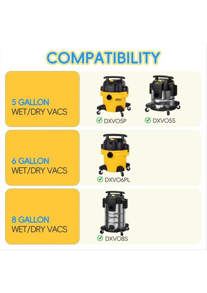 Dewalt 5 Ila 8 Galon Islak/kuru Elektrikli Süpürge Için 14'lü Paket DXVA19-4104 Elektrikli Süpürge Torbaları, Tek Kullanımlık Atölye Elektrikli Süpürge Torbaları, Toz Torbası Değişimi (Yurt Dışından) modelleri