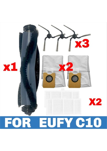 Eufy C10 Robot Süpürge Aksesuarları Ana Fırça Hepa Filtre Yan Fırça Toz Torbası Yedek Parçaları (Yurt Dışından)