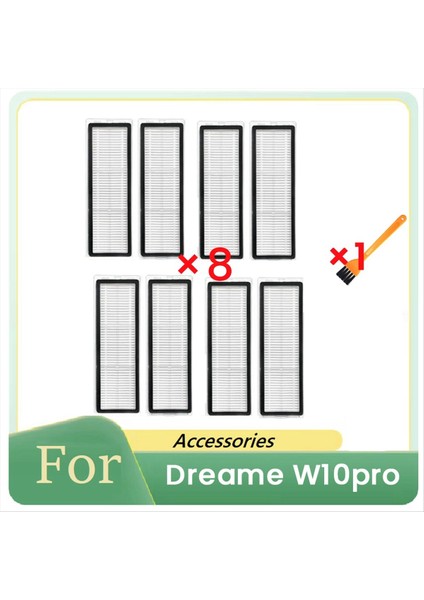 Dreame W10PRO Robot Süpürge Parça Değişimi Için Temizleme Fırçalı 9 Adet Hepa Filtre (Yurt Dışından)