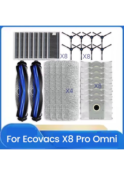 Ecovacs Deebot X8 Pro Omni Elektrikli Süpürge Yedek Parçaları Için 30 Adet Silindir Yan Fırça Hepa Filtre Toz Torbası Değişimi (Yurt Dışından)