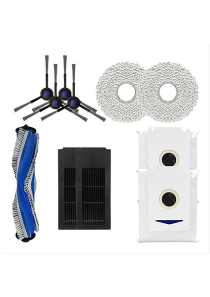 Ecovacs Deebot X2S Robotik Süpürge Aksesuarları Için 11 Adet Silindir Yan Fırça Hepa Filtre Paspas Bezi Toz Torbası (Yurt Dışından)