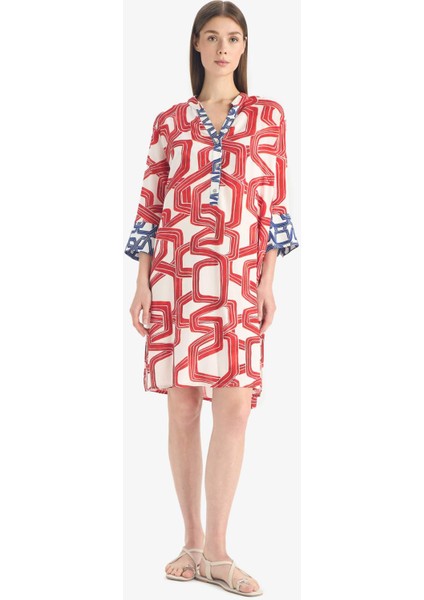 Regular Fit Desenli Plaj Elbisesi D0452AX25SM