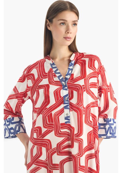 Regular Fit Desenli Plaj Elbisesi D0452AX25SM