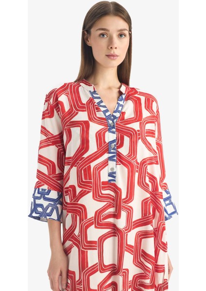 Regular Fit Desenli Plaj Elbisesi D0452AX25SM