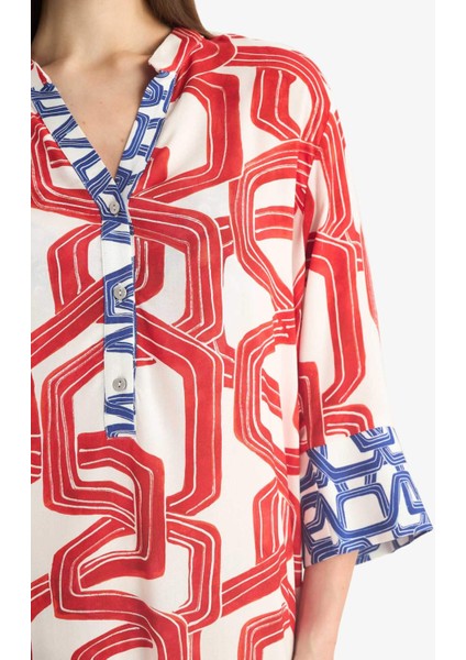 Regular Fit Desenli Plaj Elbisesi D0452AX25SM