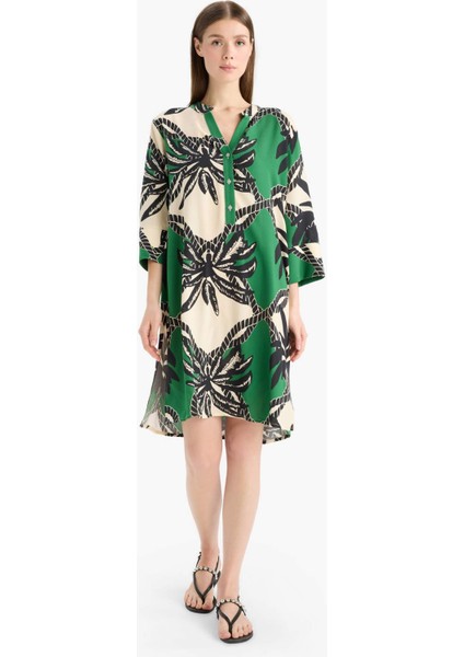 Regular Fit Desenli Plaj Elbisesi D0452AX25SM