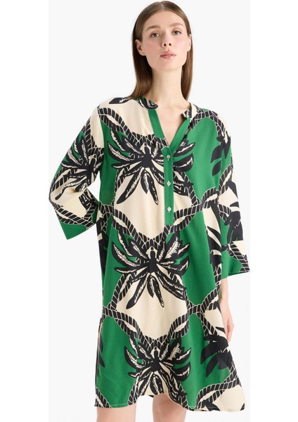 Regular Fit Desenli Plaj Elbisesi D0452AX25SM