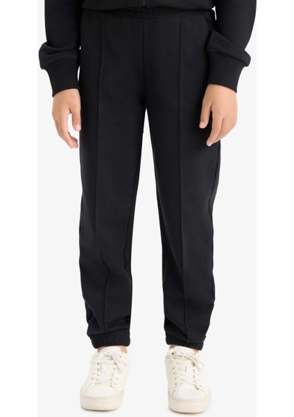 Kız Çocuk Beli Lastikli Basic Düz Okul Jogger Eşofman Altı