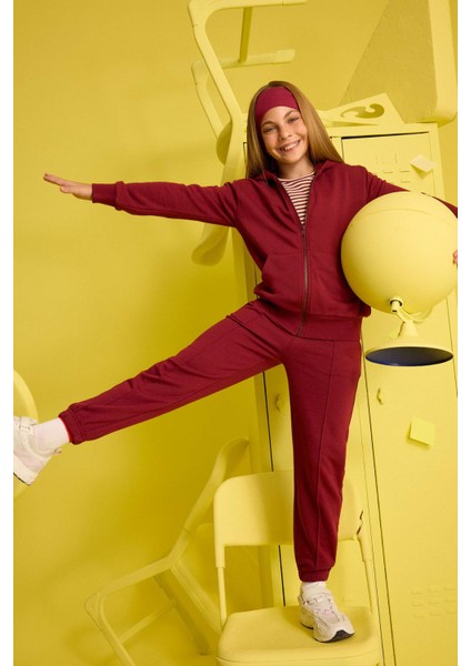 Kız Çocuk Beli Lastikli Basic Düz Okul Jogger Eşofman Altı X9036A625AU