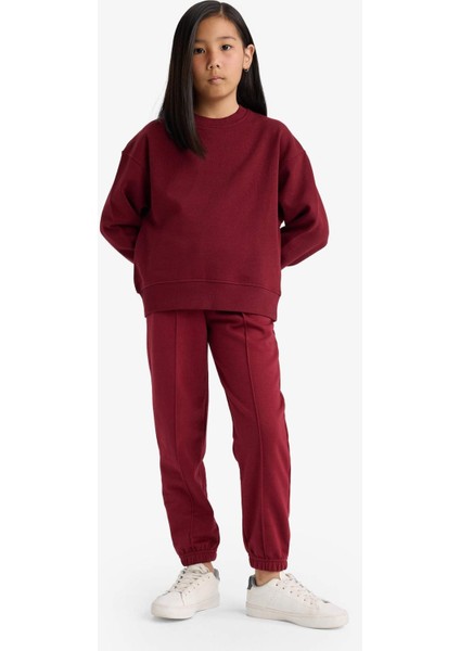 Kız Çocuk Beli Lastikli Basic Düz Okul Jogger Eşofman Altı X9036A625AU