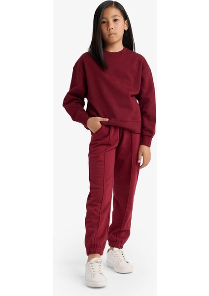 Kız Çocuk Beli Lastikli Basic Düz Okul Jogger Eşofman Altı X9036A625AU