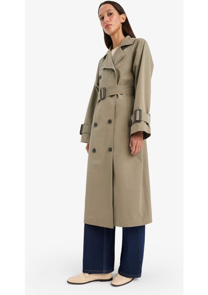 Regular Fit Kemerli Uzun Trençkot