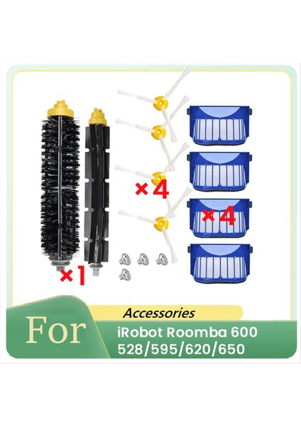 Irobot Roomba 600 Serisi 528/595/620/650 Süpürme Robotu Aksesuarları Yan Fırça Silindir Fırça Filtresi Değişimi (Yurt Dışından)