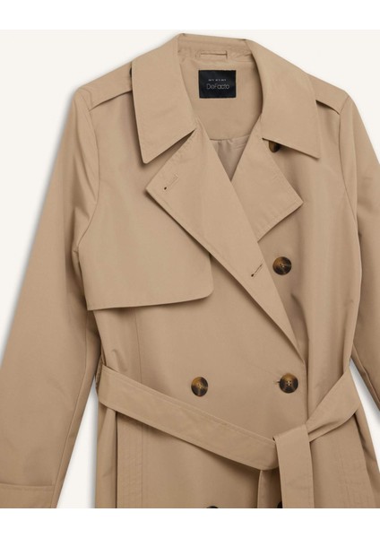 Regular Fit Kemerli Cepli Trençkot