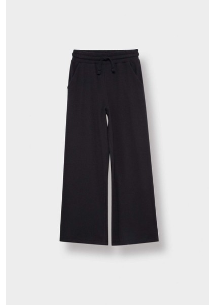 Kız Çocuk Beli Lastikli Wide Leg Geniş Paça Eşofman Altı