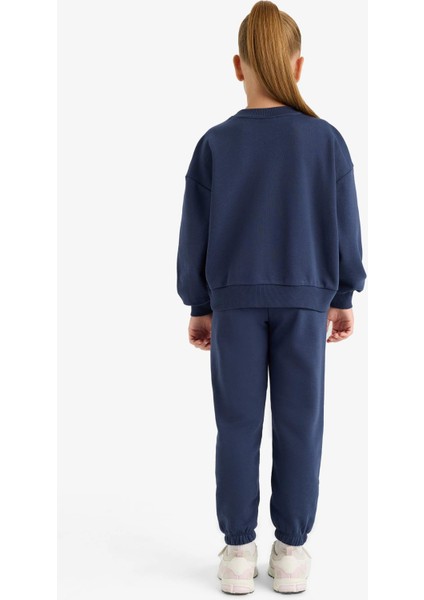 Kız Çocuk 2'li Takım Baskılı Sweatshirt Eşofman Altı E6416A825AU