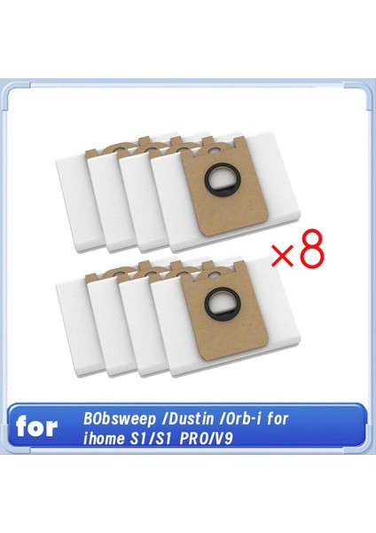 Bobsweep / Dustin / Orb-I Için 3,5 L Tek Kullanımlık Toz Torbası Yedek Kitleri Ihome S1/s1 Pro/v9 Robot Süpürge 8 Parça (Yurt Dışından)