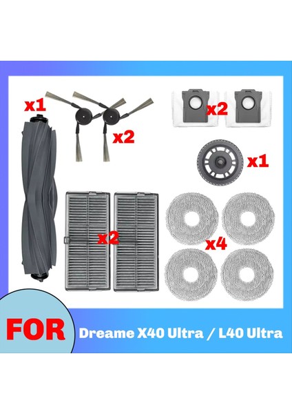 Dreame X40 Ultra / L40 Ultra Robot Süpürge Aksesuarları Yedek Parçalar Ana Fırça Filtre Toz Torbası Paspas Pedi (Yurt Dışından) fiyatları
