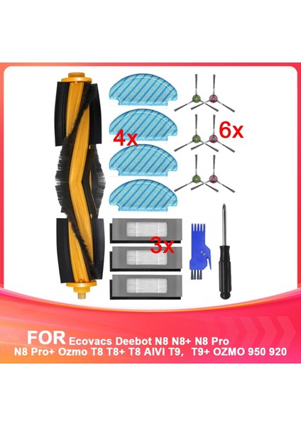 Ecovacs Deebot N8 N8+ N8 Pro N8 Pro+ Ozmo T8 T8+ T8 Aıvı T9, T9+ Aksesuarları, Ana Fırçalar, Yan Fırçalar, Filtreler (Yurt Dışından)