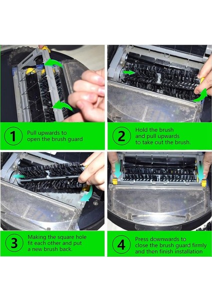 Irobot Roomba 600 ve 700 Serisi 614, 618, 630, 635, 640, 645, 650, 652 Için 3 Set Yedek Kıl ve Esnek Çırpıcı Fırça (Yurt Dışından) modelleri