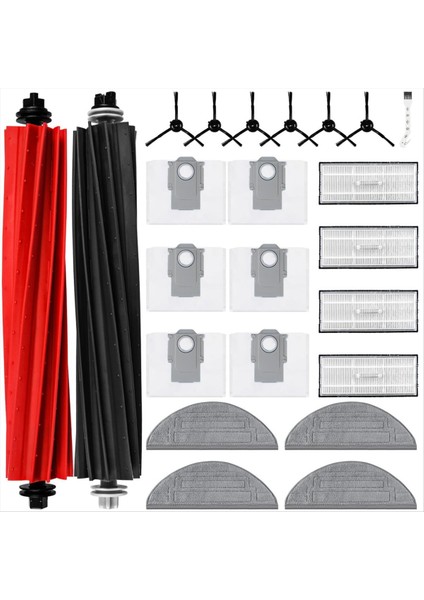 S8 Pro Ultra Robot Vakum Çift Ana Fırça Yan Fırça Hepa Filtre Paspas Bezleri Toz Torbası Yedek Parça (Yurt Dışından)