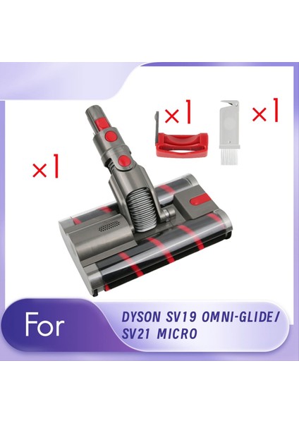 Dyson SV19 OMNI-GLIDE/SV21 Mıcro Elektrikli Süpürge Başlığı Için Çift Silindir Fırça + Anahtar Kilit Seti Yumuşak Silindir Temizleme Başlığını Değiştirin (Yurt Dışından)