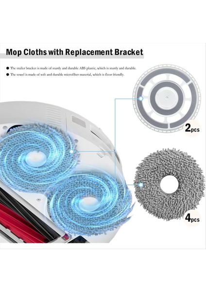 Roborock Qrevo/qrevo S/qrevo Pro/qrevo Plus/qrevo Master Için 2 Yedek Braket Aksesuarlarıyla 4 Mendil (Yurt Dışından) indirimleri