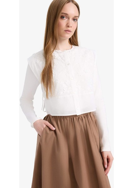 Bisiklet Yaka Bağcıklı Brode Blazer Yelek E7969AX25SM