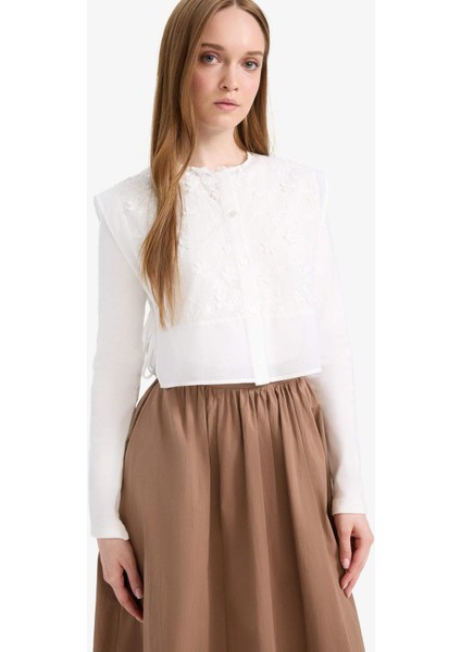 Bisiklet Yaka Bağcıklı Brode Blazer Yelek E7969AX25SM