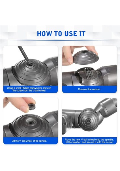 6x V-Bilyalı Tekerlek Dyson Yüksek Torklu Temizleyici Kafa Için Uygun Dyson V6 V7 V8 V10 V11 V15 Akülü Elektrikli Süpürge (Yurt Dışından) indirimleri