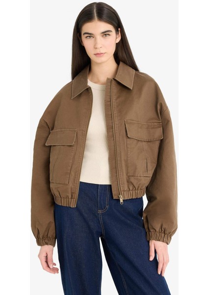 Su Geçirmez Relax Fit Polo Yaka Fermuarlı Mont E8627AX25AU