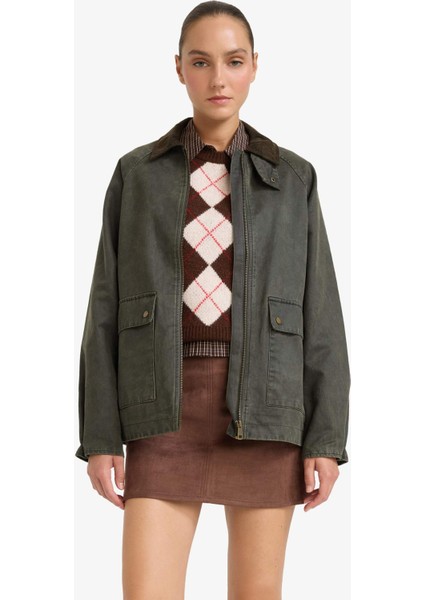 Su Geçirmez Relax Fit Kontrast Yaka Fermuarlı Mont E8624AX25AU