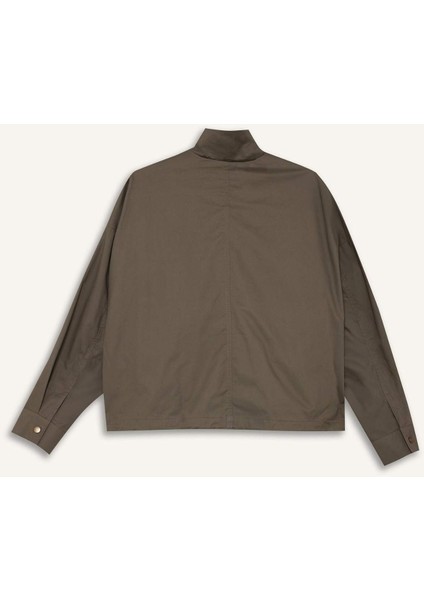 Su Geçirmez Relax Fit Pamuklu Fermuarlı Mont