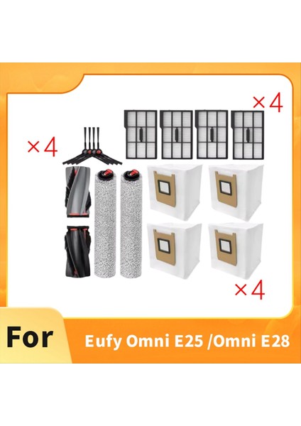 Eufy Omni E25/OMNI E28 Robotlu Süpürge Ana Yan Fırça Filtresi Toz Torbası Paspas (Yurt Dışından) modelleri