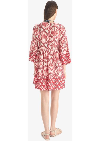 V Yaka Desenli Plaj Elbisesi D5735AX25HS